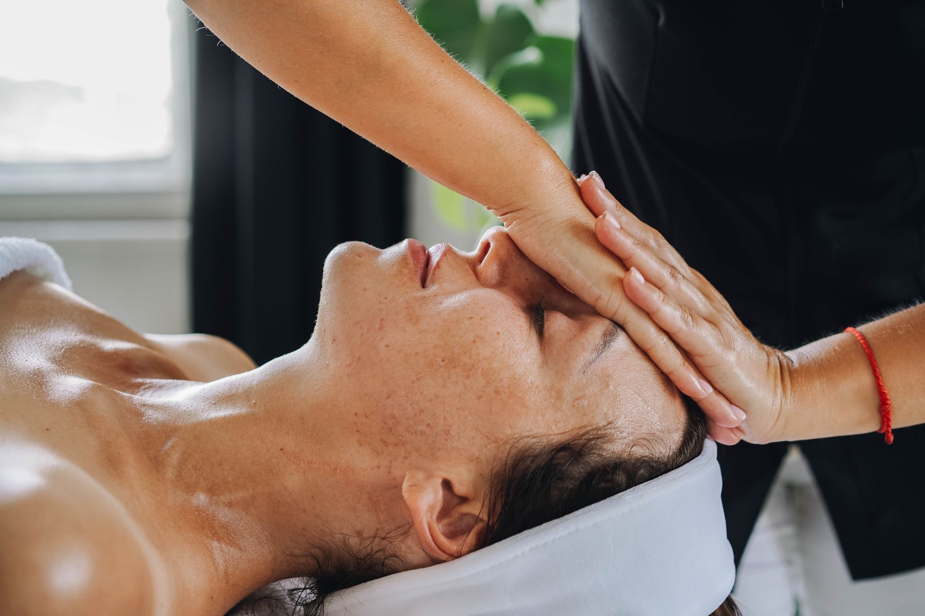 Relaxing facial massage
