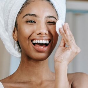 Woman skincare smile
