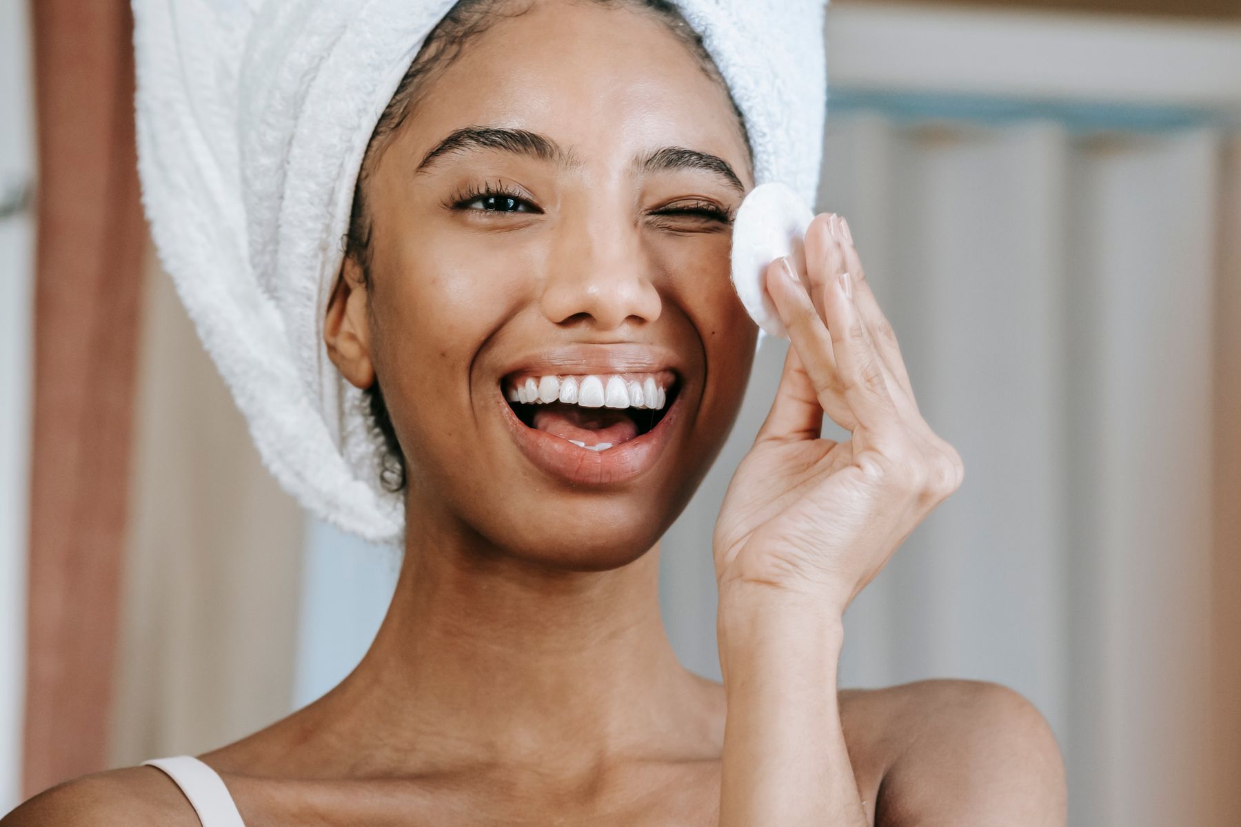 Smiling client with fresh skin