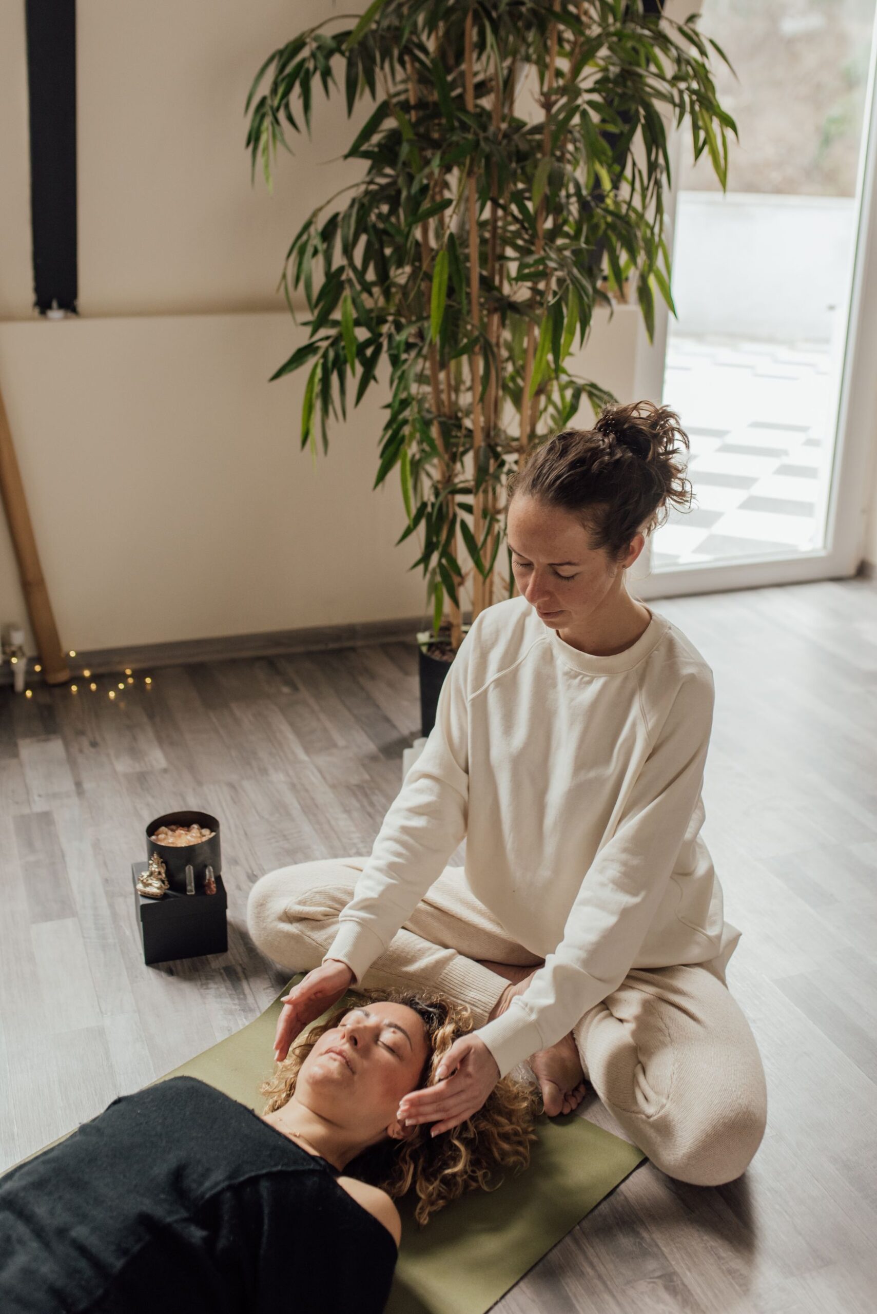 Resting on the floor in yin yoga