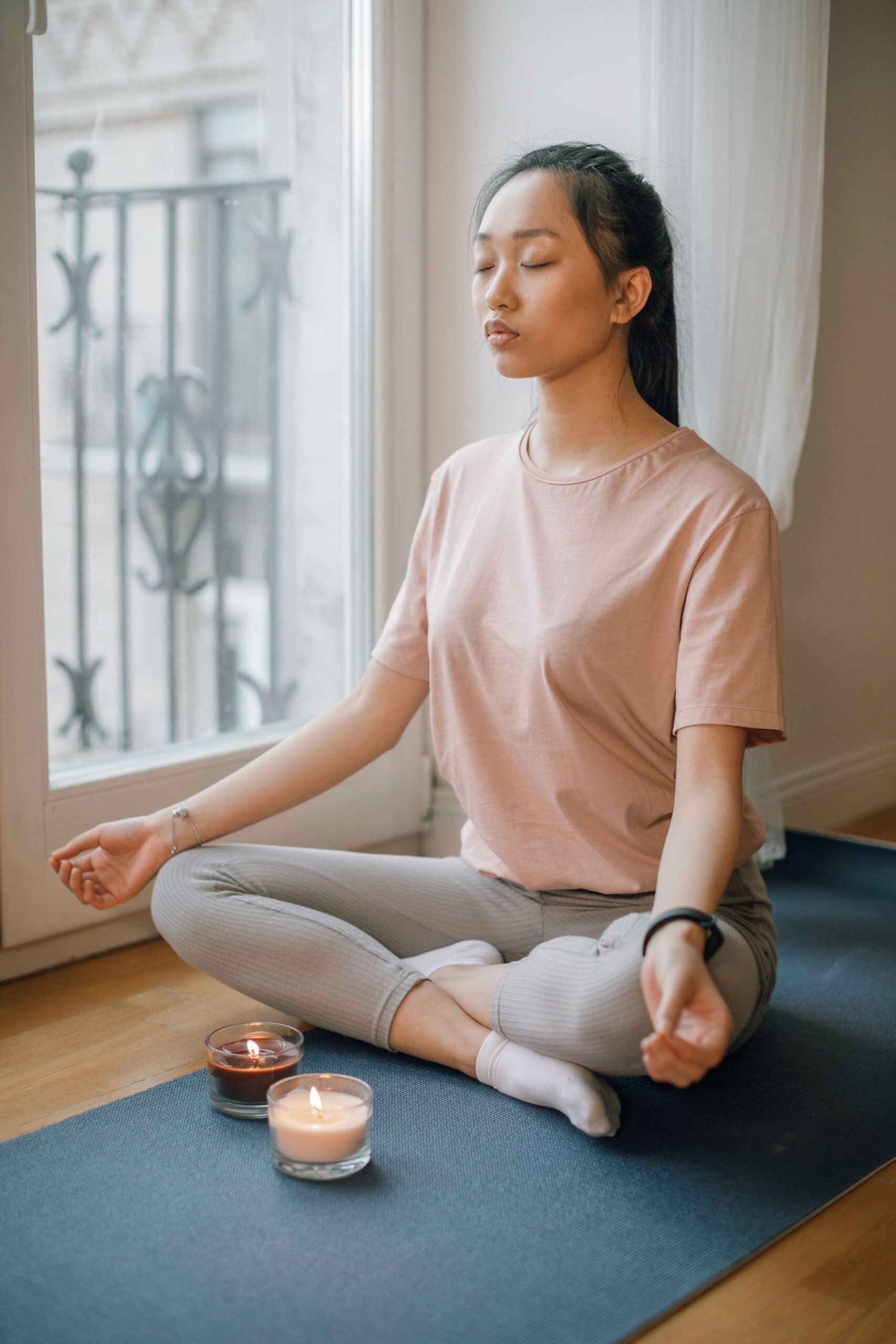 Meditating by candlelight